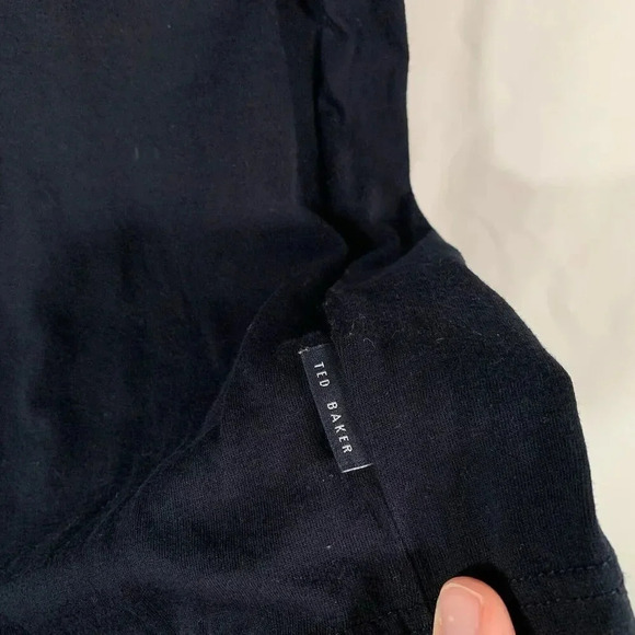 Ted Baker Polo Shirt Men's 4 Black Grey Short Sleeve 1/4 Button 100% Cotton - Picture 5 of 8